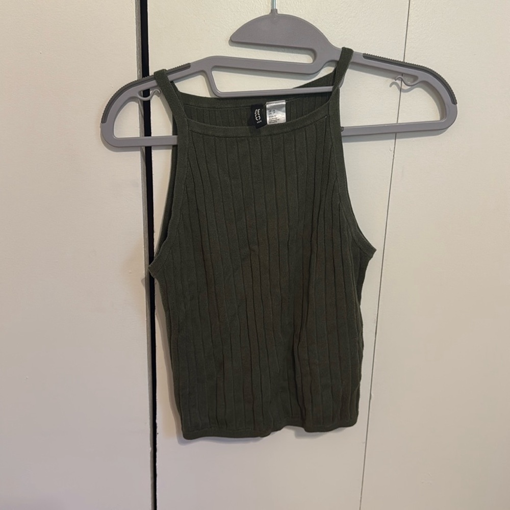 H&M ribbed tank top olive green size small
